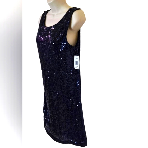 Crystal Doll Navy Blue Sequin Sleeveless Cocktail Dress, Large (Juniors), NWT - Picture 4 of 16